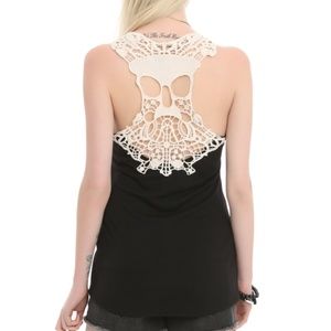 NWOT Black Crocheted Skull RacerbackTank Top